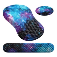 【WWU】-3 PCS with Wrist Rest and Keyboard Pad Set, Computer Mouse Pads for Home Desk with Coaster