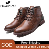 Fuguiniao รองเท้าบูตมาร์ตินสำหรับผู้ชาย,รองเท้าผู้ชายสไตล์อังกฤษรองเท้าสวมใส่สบายและระบายอากาศได้ดี