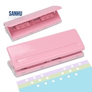 Metal Hole Puncher-Adjustable 6-Hole Punch, Non-Slip Base& Ruler, for A4/A5/A6 Paper, 6-Ring Binder 