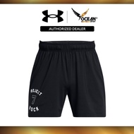 Under Armour Men Project Rock Mesh Badge of Honor 5" Shorts - Black/White 1386889-001