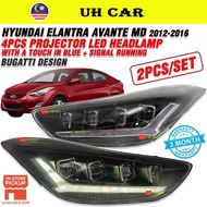 (BUGATTI DESIGN) Hyundai Elantra Avante MD 2012-2016 Led Projector Head Lamp Headlamp Headlight Ligh