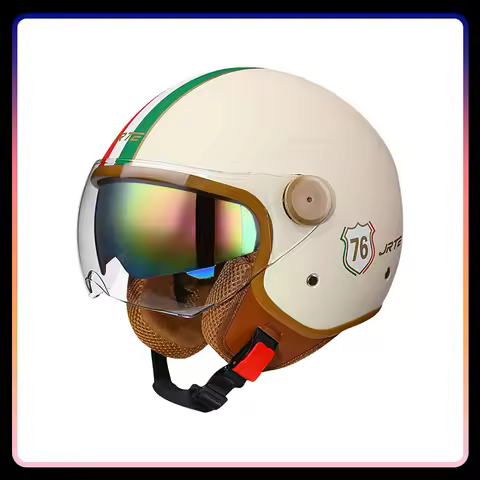 Retro TT&CO Open Face Motorcycle Helmets Daul Lens DOT ECE Double Visors Jet Moto Helmet Electric Sc
