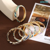 ALENE Enamel Cloisonne Bracelet, Colorful Dainty Gold Plated Floral Bangle, Fashion Ethnic Style Ret