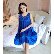 Baju Tidur Pyjamas Perempuan Wanita Kain Satin Saiz Besar Plus Size Satin Nightdress Comfortable Wear With 11 Colour