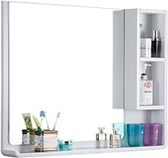 Bathroom Wall-Mounted Mirror Cabinet, Square Smart Vanity Storage Mirror with Shelf, Hanging Cabinet, Storage Cabinet, Medicine Cabinet (Color : White, Size : 60x70cm)