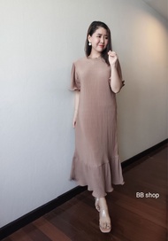 Maxidress Fashion pleated dress แฟชั่นชุดเดรส maxi b16148เดรสยาวทรงหางปลา เดรสใส่ออกงาน ชุดเดรสมุสลิ