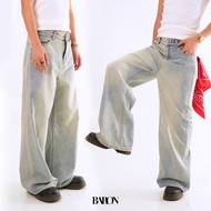 BARON Arthur Super Baggy Jeans กางเกงยีนส์ขากระบอกใหญ่ ขากอง กางเกงยีนส์สีฟอกอ่อน