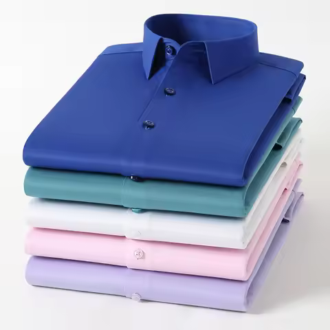 New Bamboo Fiber Anti-Wrinkle Mens Shirts Long Sleeve Dress Shirts For Slim Fit Camisa Social Busine