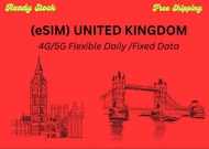 (eSIM) United Kingdom (UK) Unlimited Travel Roaming Data eSIM with 4G/5G speed