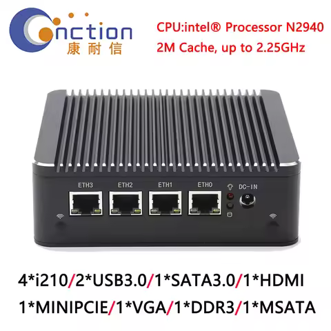 N2940 Mini PC OPNsense soft Router route 4-Port 1G Firewall Industrial Computer Supports PFSENSE LIU
