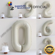 SHUAIAN Jumbo Cream Number Foil Balloon Size 32 Inch Large Number Balloon Cream White Color Number B