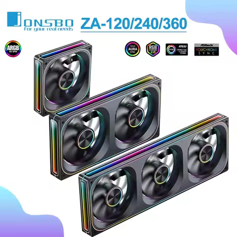 JONSBO ZA-120/240/360 Computer Case Fan 12CM 5V ARGB 120mm Monolithic Structure Water-Cooled Fan PWM