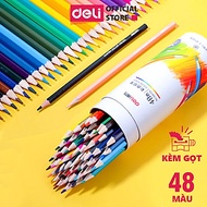 Bút chì màu nước cao cấp dạng cốc Deli - 12 / 24 / 36 / 48 màu - Kèm cọ và gọt theo ống màu - Phù hợ
