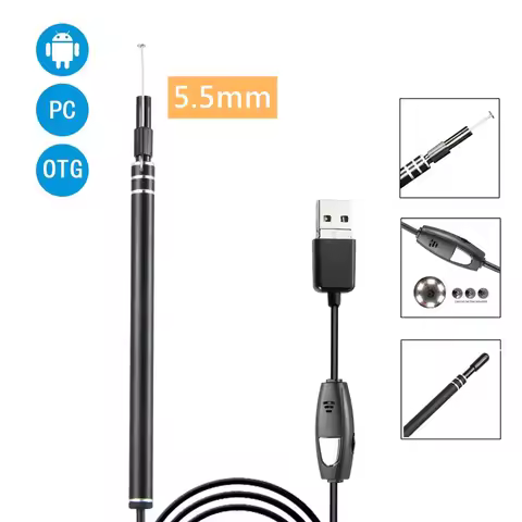 720P 5.5mm Endoscope Camera For Android PC Type-C 3 IN 1 USB Inspetion IP67 Waterproof 6 Adjustable 