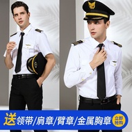 [Fast Shipping✈] Aviation Uniform Aviation Shirt Men Long-Sleeved Pilot Shirt Men's Aviation Shirt S