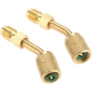 Penyesuai R410A 5/16" SAE Female Quick Couplers ke 1/4" SAE Male Flare, 2 Unit Penyesuai Vakum Sudut
