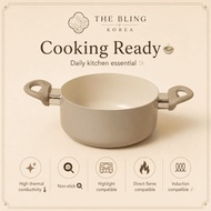 Daiso Induction Ceramic Coated Double Handle Pot 16cm "Without Lid" Kitchen Cooking Pot