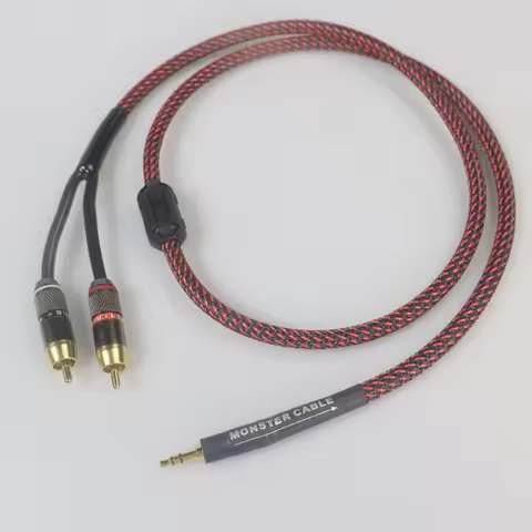 Monster RCA Cable 3.5mm to 2RCA Splitter RCA Jack 3.5 Cable RCA Audio Cable for Smartphone Amplifier