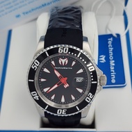 Technomarine 220113 Sea Manta Black DIal  Black & Silver Bezel Black Silicone Strap 42mm Men's Watc