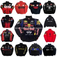 Jaket Perlumbaan F1 Bergaya dengan Sulaman Vintage Jaket Kasual Windbreaker Musim Bunga Uniseks Gaya