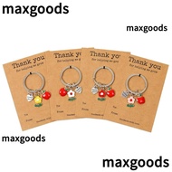 MAXGOODS1 2pcs/4pcs Thanks Keychain, Heart Shape Alloy Thank You Key Ring,  Flower  Engraved Car Key
