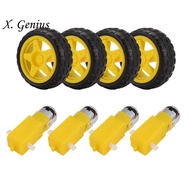 4PCS DC Electric Motor + Plastic TT Motor Tire Wheel Dual Shaft Gear Motor TT   for  Smart Car
