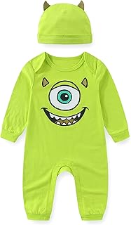 Monsters Inc. Mike Wazowski Baby Boys Coverall with Cap 2 Piece Set for Newborn and Infant