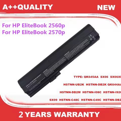 Laptop Battery FOR HP EliteBook 2560p 2570p QK644AA QK645AA SX06 SX06XL SX09 HSTNN-C48C C49C DB2L DB