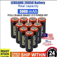 26650 Black Rechargeable 3.7v Li-Ion lithium ion Battery 5000mAh Flat Top 18650 Flashlight torchlight fan diy