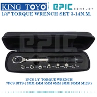 Kingtoyo 1/4"Dr Torque Wrench Set 3-14Nm (Include 7Pcs Bit) Bicycle And Motorcycle