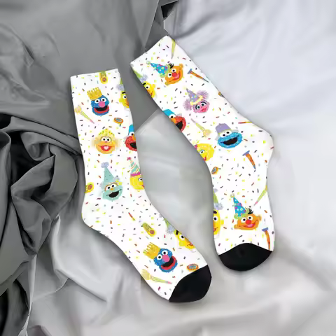 Sesames Streets Autumn Winter Fashion Women Men Cookies Monsters Anime Elmo Socks Breathable Basketb