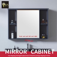 JIA Minimal Space Aluminum Sliding Door Mirror Cabinet, Bathroom Storage Rack, Makeup Mirror Cabinet, Wall Washbasin, Bathroom Mirror Cabinet, Wall Mounted Mirror Cabinet