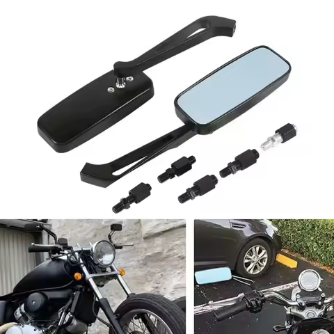 Universal Side Mirror Mobike Accessories Motorcycle Handlebar Rear View Mirrors Rectangle Black Squa