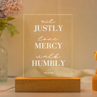 行公義好憐憫 彌迦書6:8 恩典之光 聖經經文LED燈 經文禮物