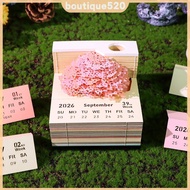 Time Piece Calendar 2026 3D Calendar 2026 Creative 3D Memo Pads Calendar Paper Carving Art Memo Pad 