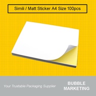 100pcs A4 Size MATT Sticker Labels Sheet Paper for Laser &amp; Digital Printers