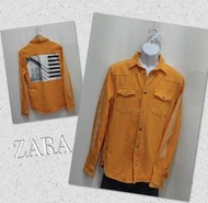 ☀️二手衣倉☀️ZARA男款 橘色襯衫式牛仔外套M號ADJ0055