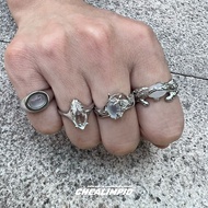 Irregularity/.Moonstone Irregular Ring Niche Design High-End Hip Hop Men Women Trendy Ring irregular