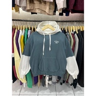 HIJAU Colza ACUMEN 2-color green and white hoodie (M)
