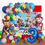92PCS Paw Balloons Garland Arch Kit Red Yellow Blue Puppy Dog Bone Paw Print Foil Balloons for 1-7TH