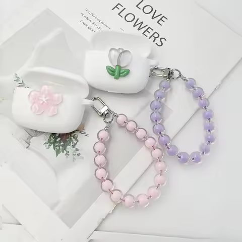 Tulip Flower Cover with keychian For Soundcore Life A1/A10/X10/ Life dot 3i/Note 3S/Life Note i Case