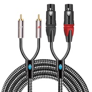 GOLLEY LION สายแปลง XLR เป็น RCAสายแปลง XLR คู่ตัวเมียเป็น RCA คู่หญิง2 XLR ตัวเมียเป็น2 RCA ตัวผู้ส