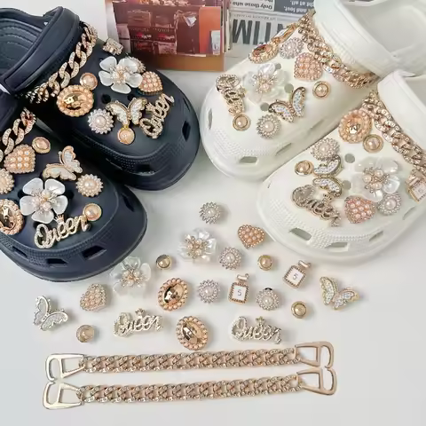 22PCS Bling Crystal Rhinestone Shoe Charms for Clog Garden Shoes Women Girls Flower Butterfly DIY Cl