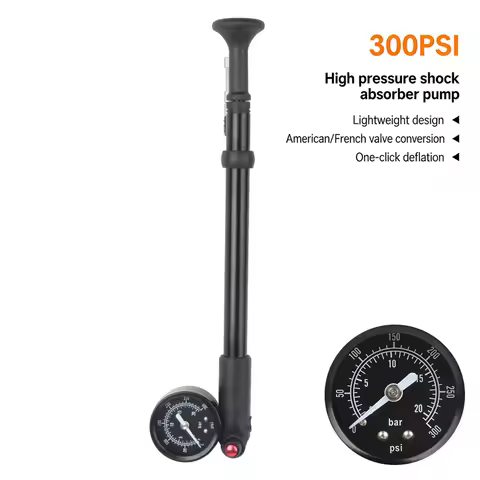DRCKHROS Bike Pump 300PSI High Pressure Bike Front Fork Pump Portable Schrader Valve Inflator Bike A