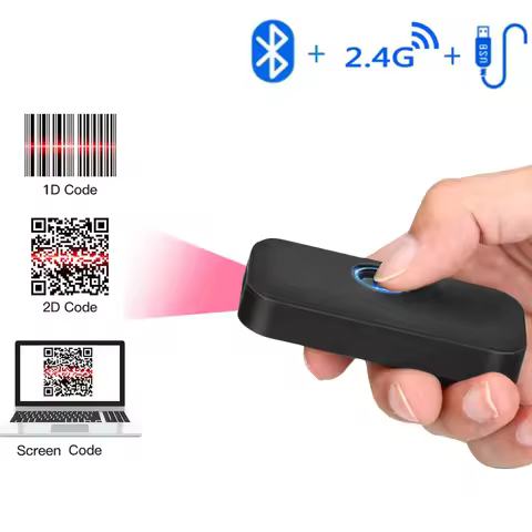 Mini Barcode Scanner USB Wired/Bluetooth/ 2.4G Wireless 1D 2D QR PDF417 Bar code for iPad iPhone And