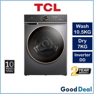TCL TWD105-C31DG Washer Dryer 10.5KG Wash / 7KG Dry Inverter 2 in 1 Combo Washing Machine Mesin Basu