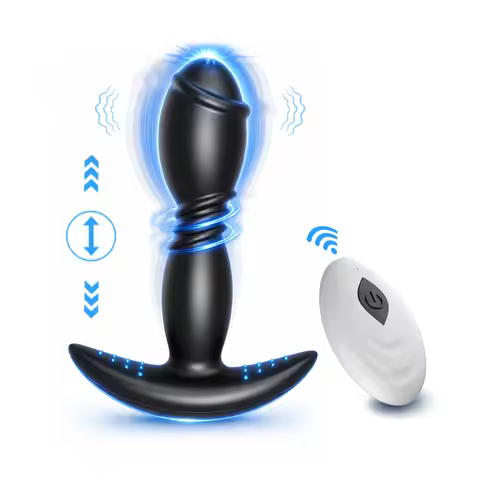 Powerful Wireless Butt Plug Anal Vibrator Male Remote Control Prostate Massager Thrusting Cock Ring 