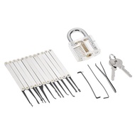 15pcs Stainless Steel Practice Unlocking Lock Picking Tools Set Lockset Training Kit with Transparen