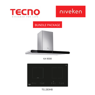 (HOOD + HOB) Tecno KA 9008 / KA9008 (90cm) Round Profile Chimney Cooker Hood with LED Sensor Touch Controls + Tecno TG 283HB / TG283HB Induction-Ceramic Hybrid Hob