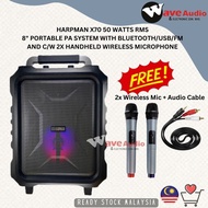 HARPMAN X70 PORTABLE PA SPEAKER 2 W/LESS MIC / BLUETOOTH / USB FREE Audio Cable